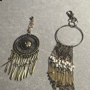 Gold-Tone Boho Fringe Pendant Purse Charms